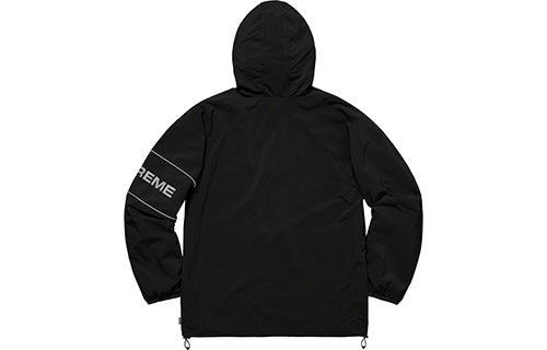 سترة تبادلية مقاومة للماء بغطاء رأس وسحاب نصفي من Supreme Ripstop باللون الأسود SUP-SS19-901
