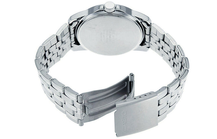 CASIO Waterproof Stainless Steel Strap Mens SilverBlue Analog MTP-1216A-2B2021