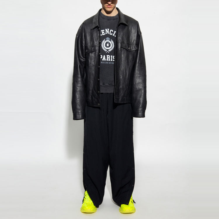 Balenciaga Est. 1917 College Logo Print Crewneck Sweatshirt 'Washed Black' 697869TMV991000