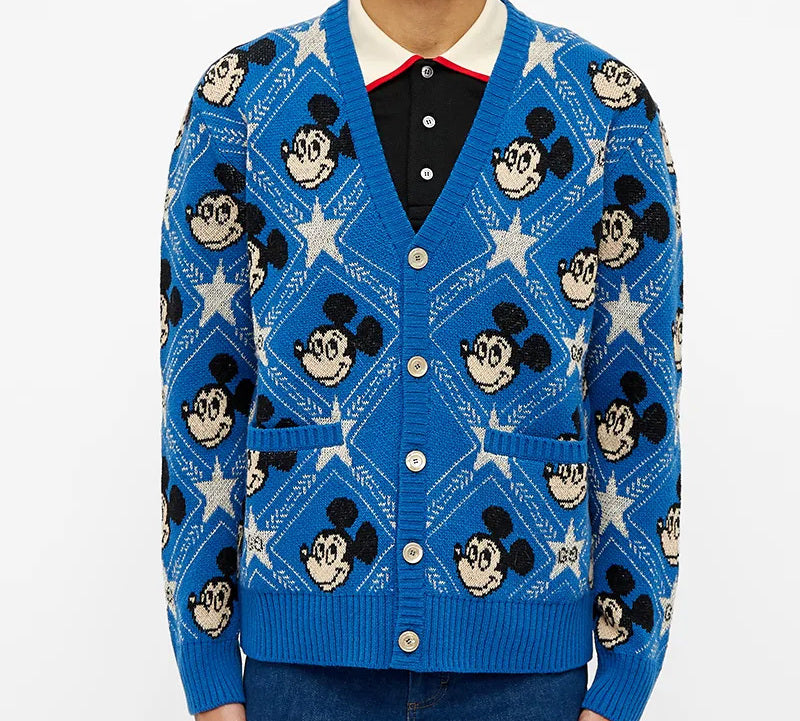 Gucci x Disney Mickey Mouse Knitted Wool Cardigan Long-Sleeve Cardigan 'Blue' 601565-XKA57-4318