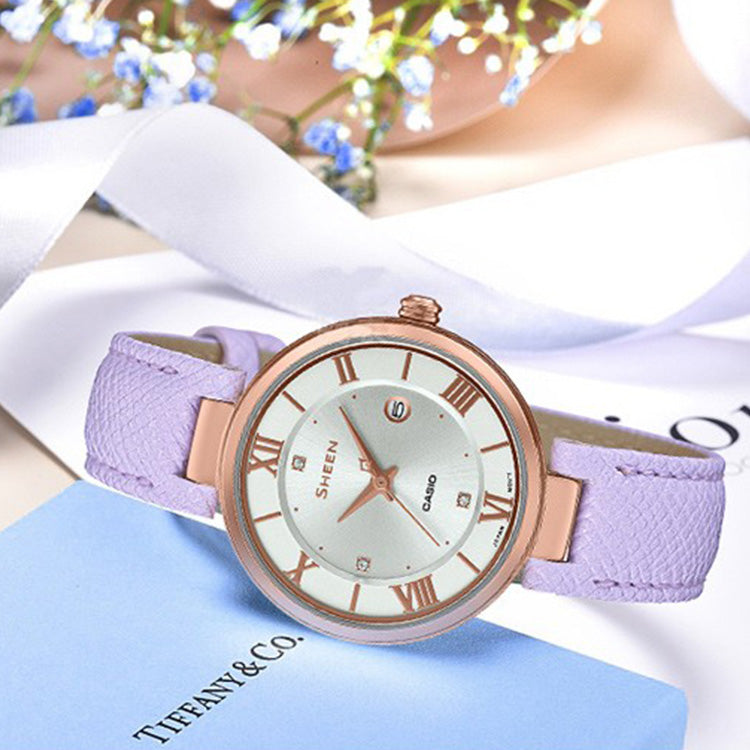 CASIO Waterproof SHEEN Sapphire Crystal Quartz Purple Analog SHE-4529PGL-7AUPR