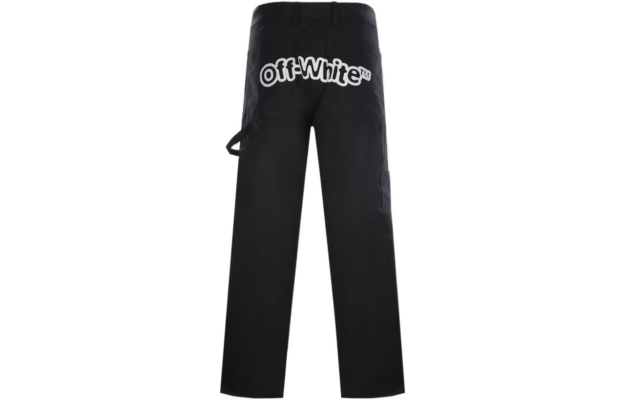 Men's Off-White SS22 Solid Color Cargo Straight-Leg Casual Pants/Trousers Black OMCA209S22FAB0021001