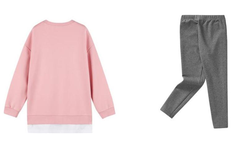 (GS) Skechers Logo Print Round Neck Sweatshirt Casual Pants Thickened Fleece Suit 'Multi-Color' L422G095