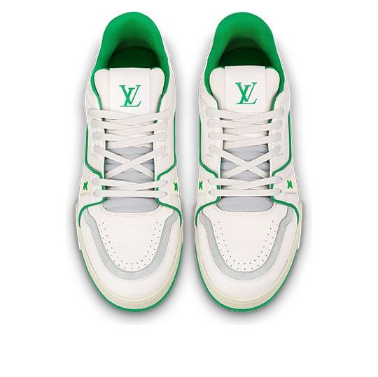حذاء رياضي LOUIS VUITTON LV Trainer باللون الأبيض والأخضر 1ABFAU