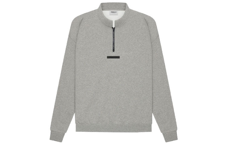 Fear of God Essentials SS21 Mockneck Half Zip Pullover 'Dark Heather Oatmeal' FOG-SS21-611
