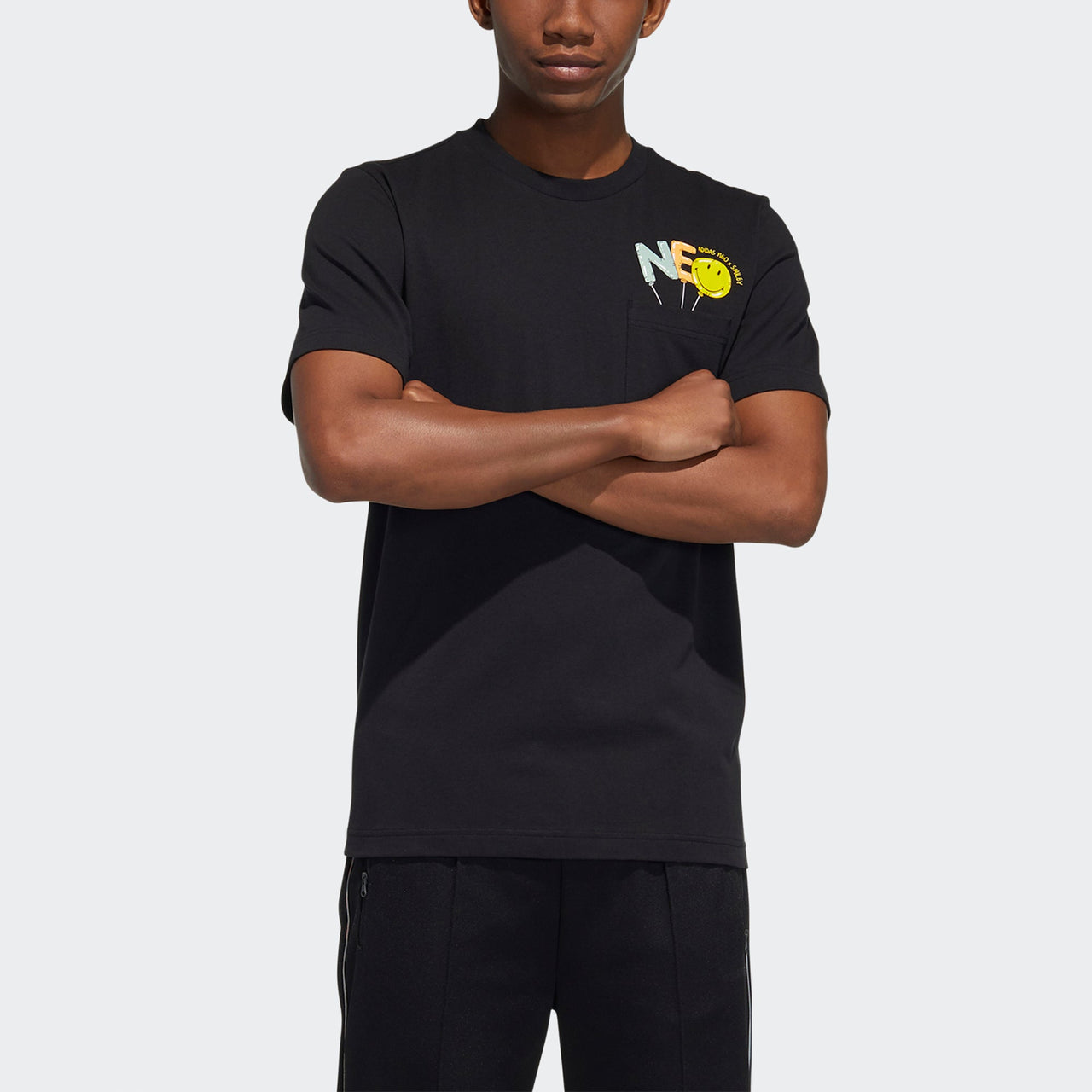 adidas neo M Smly Tee 2 Casual Breathable Sports Smiling Face Short Sleeve Black HB5556