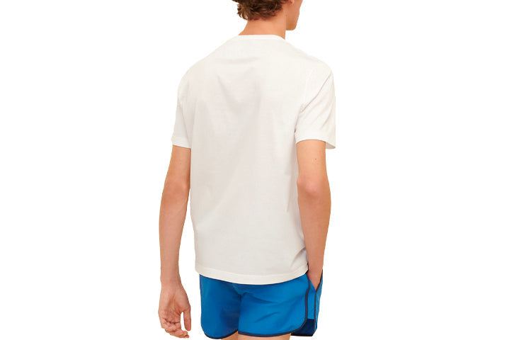 Men's HERMES SS21 Hello Mr Farrier Series Printing Round Neck Short Sleeve White H157861HA2D