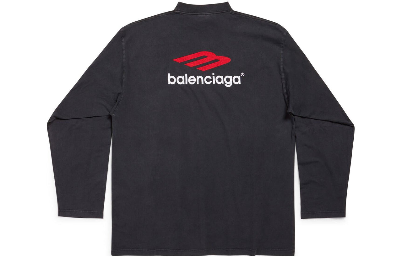 Balenciaga 3B Sports Icon Long Sleeve T-Shirt Oversized 'Black Red White' 720250TPVD71470