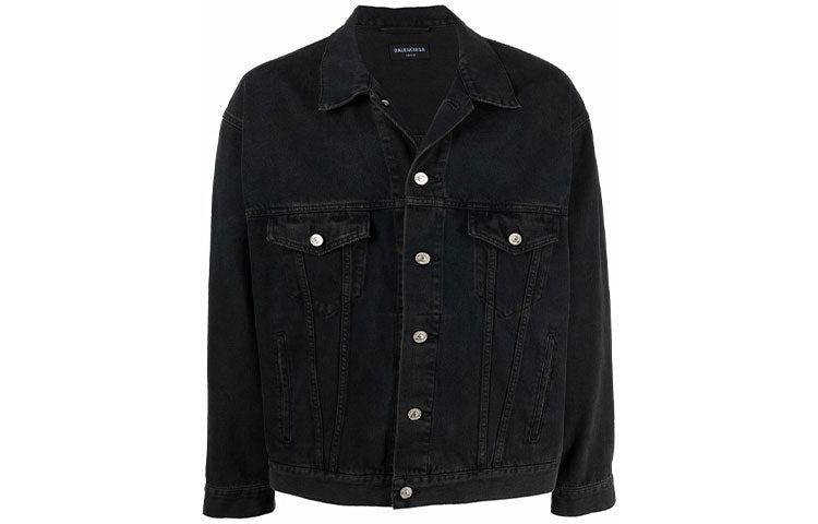 Balenciaga BB Sprayed Denim Jacket Large Fit 'Dark Grey White' 678354TIWA21440