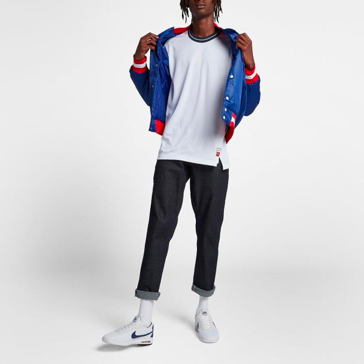 جاكيت بيسبول رياضي كاجوال من Nike SB x NBA Bomber Crossover Skateboard باللون الأزرق AH3393-455