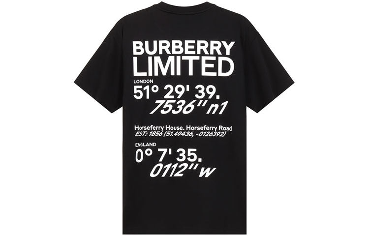 Burberry Address Alphabet Printed Cotton Loose Short Sleeve For Black 80372911