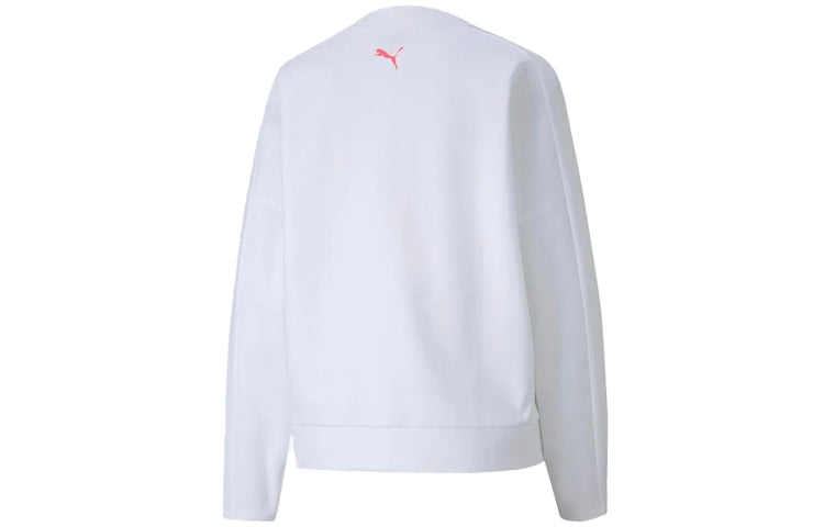 (WMNS) بوما Evide شعار الطباعة سويت شيرت أبيض برقبة مستديرة 597384-02