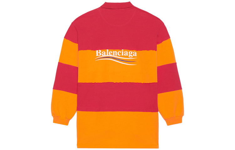 Balenciaga Long Sleeve Cut Up Polo 'Raspberry Fluo Orange' 657073TKVA56667