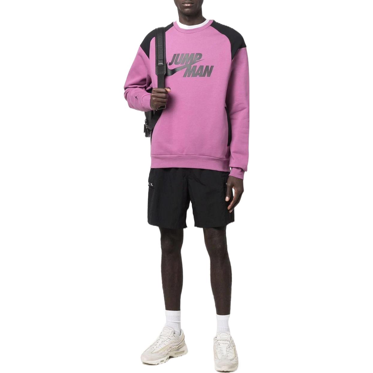 Men's Air Jordan Brand Logo Printing Splicing Design Round Neck Sports Long Sleeves Purple DJ0240-507