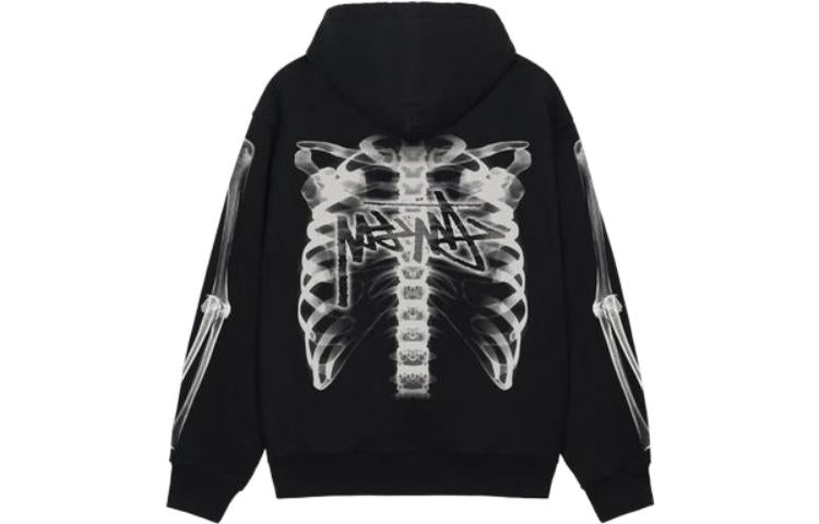 Stussy Rib Cage Zip Hoodie 'Black White' 1974948