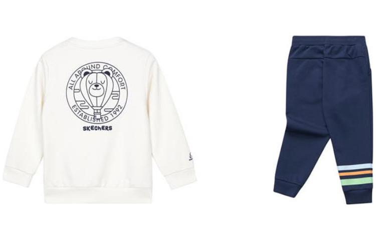 (GS) Skechers Colorful Striped Cartoon Printed Sweatshirt and Casual Pants Suit 'White Blue' L123B026