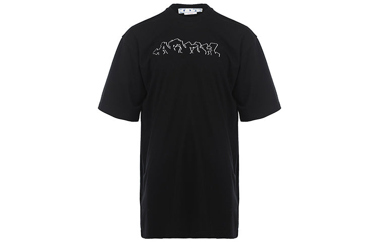 Men's Off-White SS22 Alphabet Cartoon Pattern Printing Short Sleeve Version Black OMAA125S22JER0071018