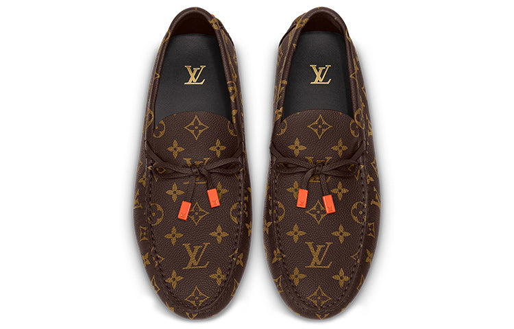 حذاء موكاسين من LOUIS VUITTON LV Driver "بني مونوغرام مع برتقالي" 1ABF7Z
