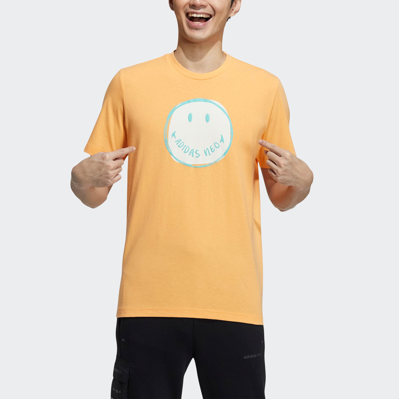 adidas neo M Smly Tee 1 Smiling Face Printing Sports Round Neck Short Sleeve Orange Yellow GP5780