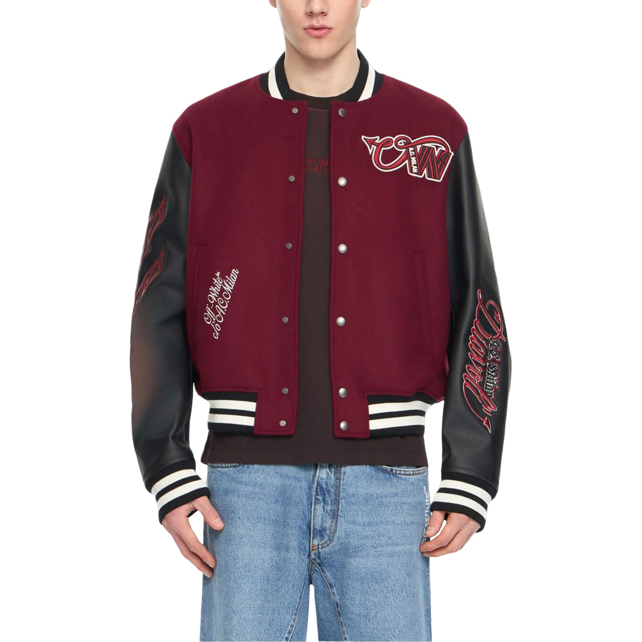 Off-White x c/o AC Milan Varsity Jacket 'Black Red' 44MEA305G25F002125