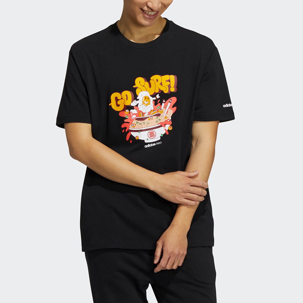 adidas neo M Fd Tee 4 Funny Printing Sports Short Sleeve Black HC3836