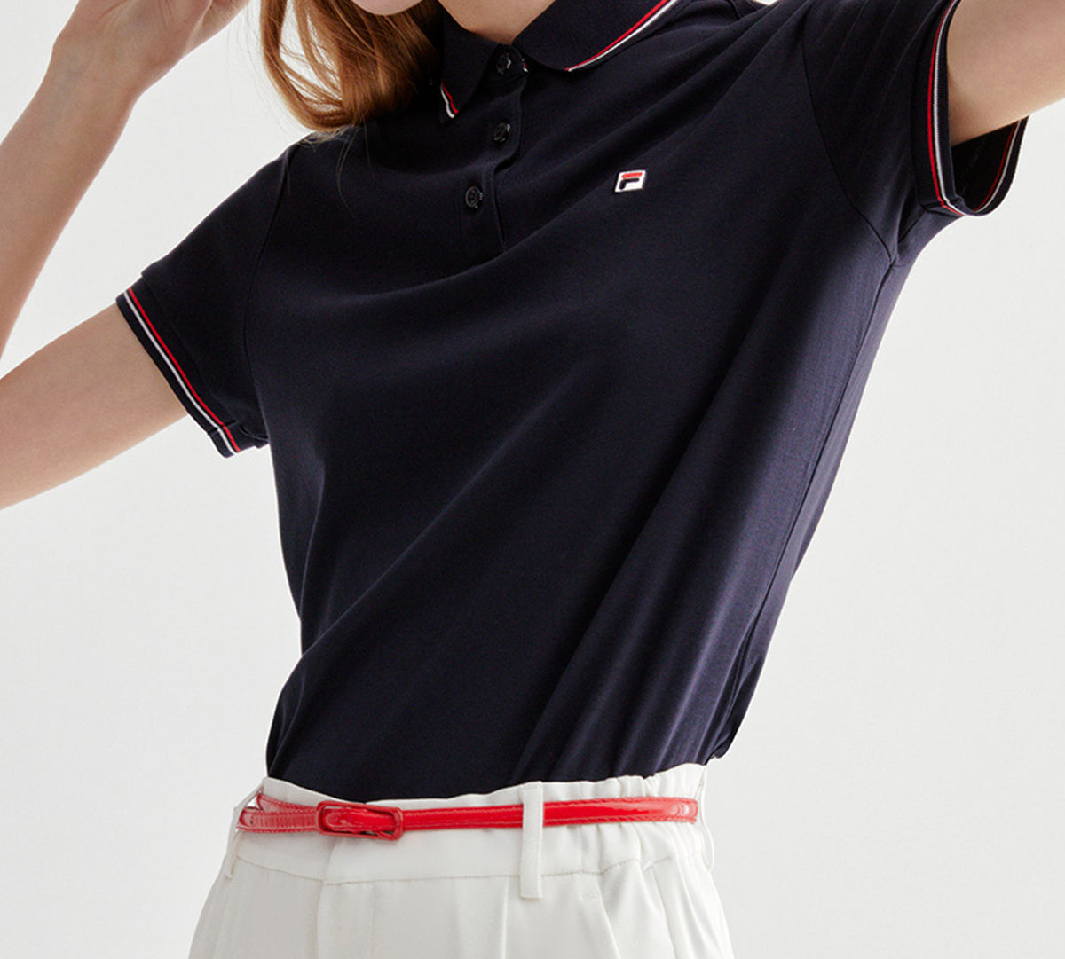 (WMNS) FILA Geometry Pattern Short Sleeve Polo Shirt Blue F51W021120F-NV