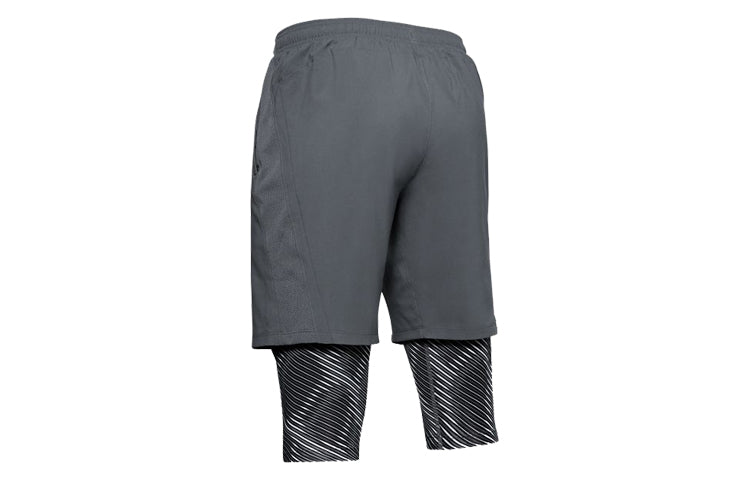 Under Armour Launch SW Long 2-in-1 Logo Shorts 'Pitch Grey' 1355480-012