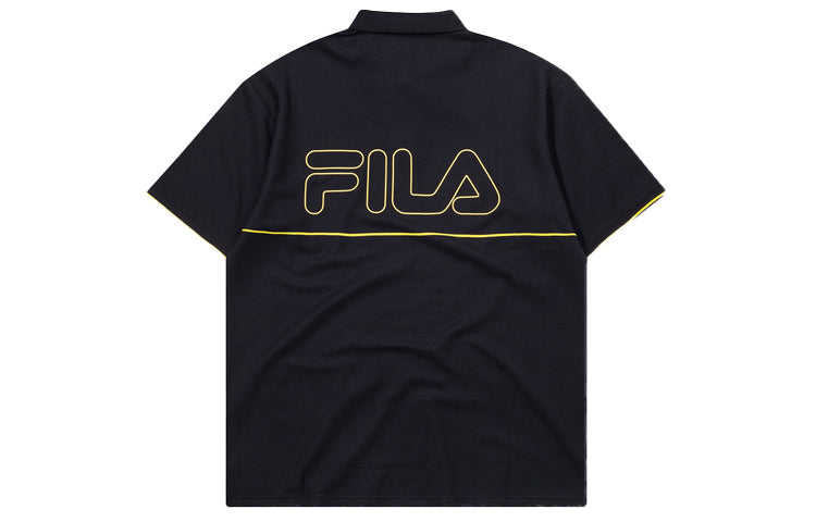 FILA FUSION Large Logo Printing Sports Short Sleeve Polo Shirt Black T11M032107F-BK