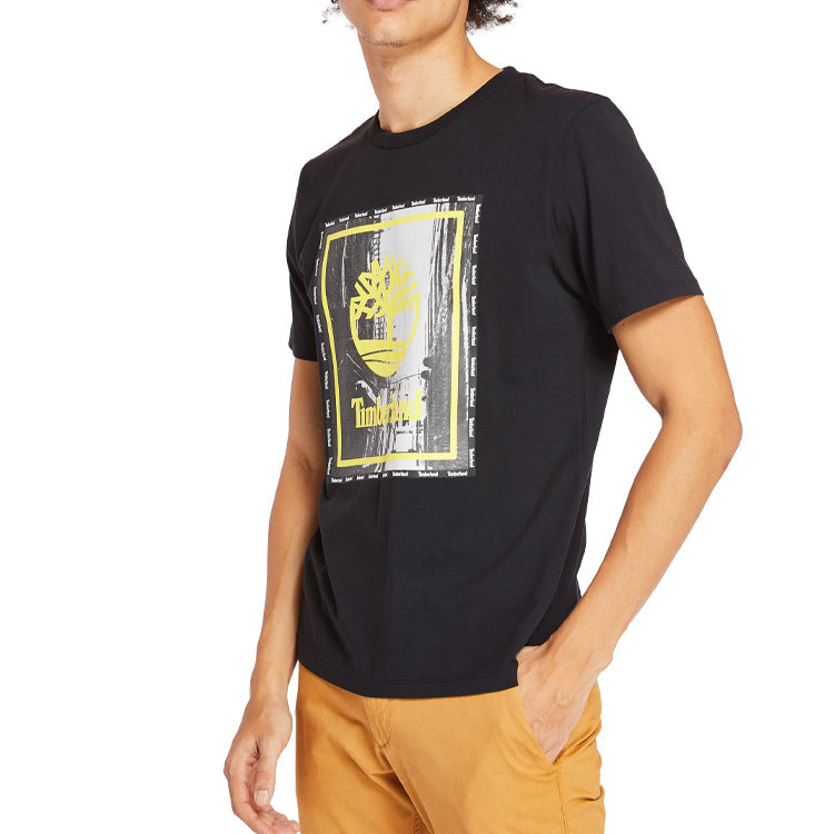 Men's Timberland Printing Round Neck Short Sleeve Black A234Y001