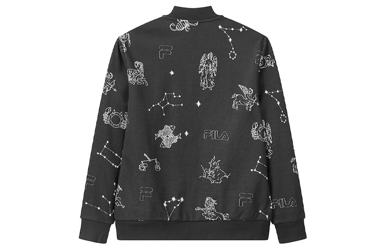 FILA Casual Sports Knit Printing Jacket Black F11M038507F-BK