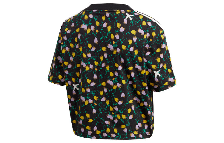 (WMNS) adidas originals Cropped Aop Printing Black FL4108
