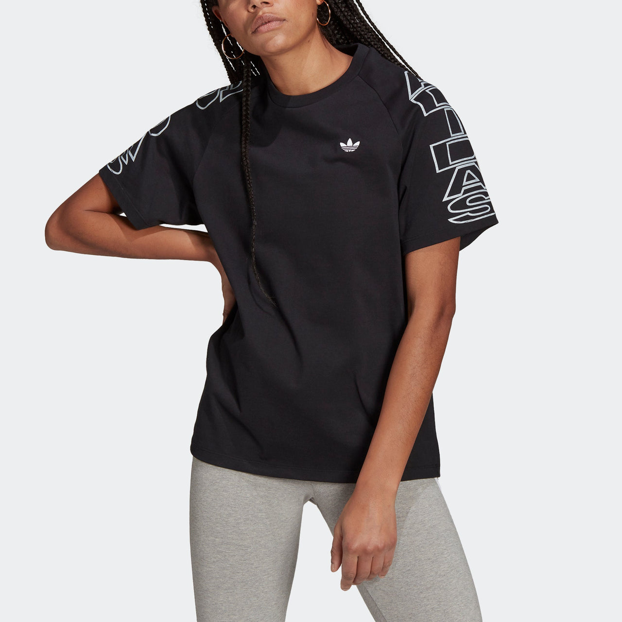 (WMNS) adidas originals Loose Logo Round-neck Black H15801