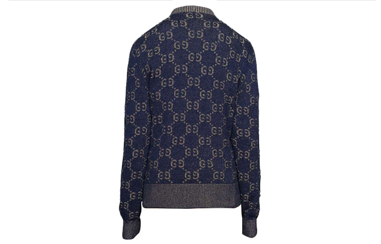Gucci GG Cotton Jacquard Cardigan For Men Blue 614746-XKBAU-4079