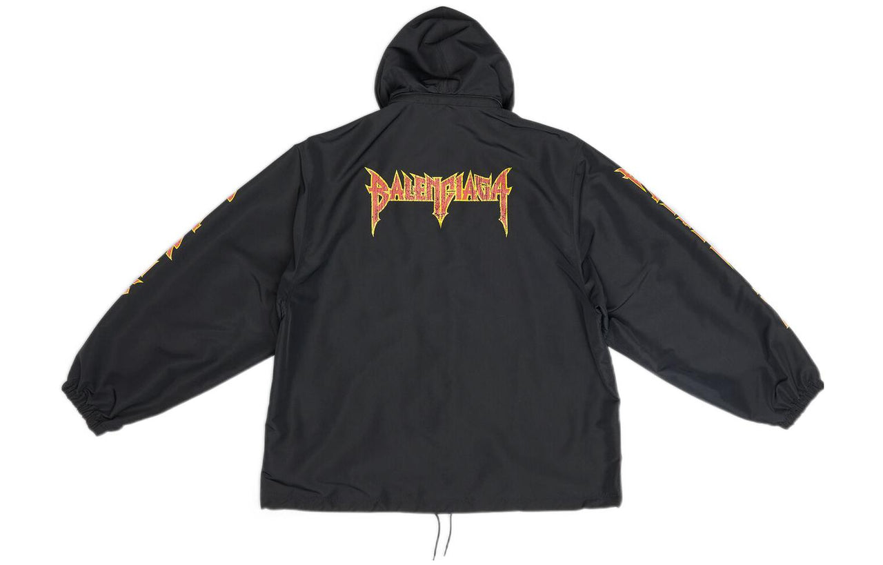 Balenciaga Metallica Windbreaker Hooded Jacket 'Black Orange' 698831TMO101000