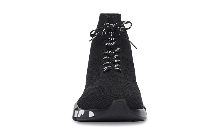 Balenciaga Speed Lace Up Sneakers 'Black Recycled Knit with Black and White Grafffiti Sole Unit' 617251W2DB71006