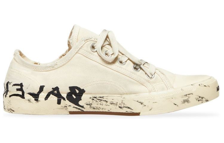 (WMNS) Balenciaga Paris Low Top Sneakers 'White Destroyed Cotton and White Rubber with Graffiti' 688757W3RR59010