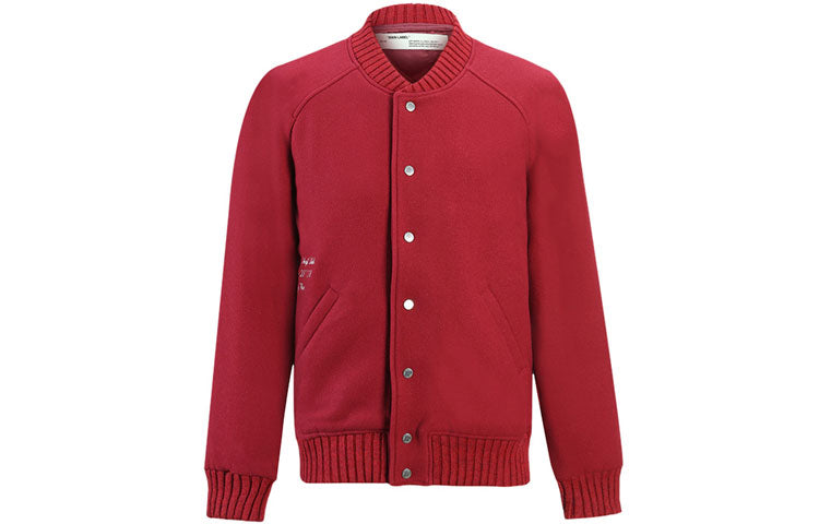 Off-White Sleeve Knit Jacket Loose Fit Red OMEA057F170150182401