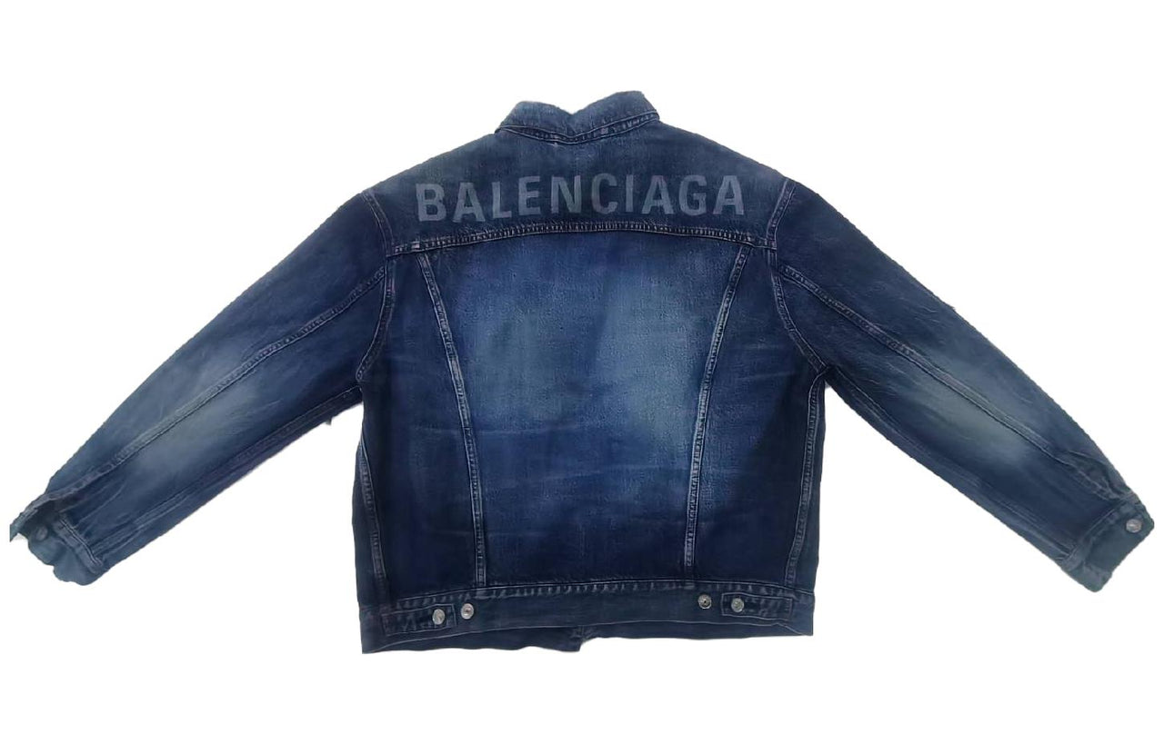 Balenciaga Back Logo Denim Jacket 'Blue' 557351TBP484009