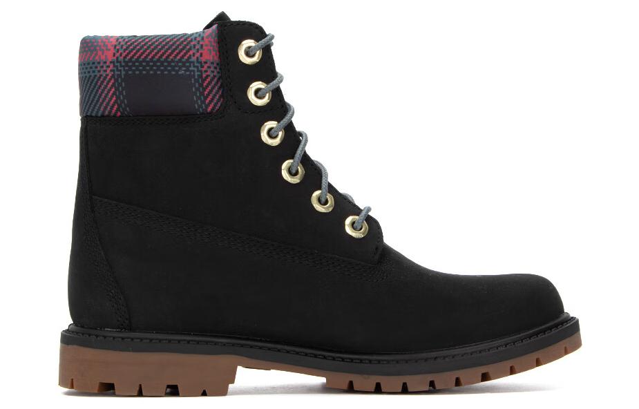 (WMNS) Timberland Heritage 6 Inch Waterproof Boots 'Black Nubuck with Pink Teal Plaid' A5MBG001