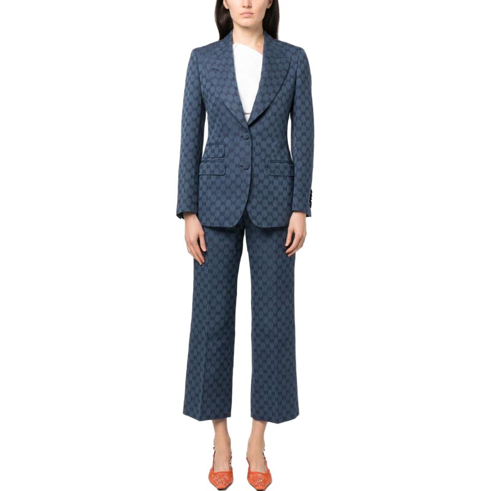 (WMNS) Gucci GG Linen Cotton Jacquard Pant 'Light Blue' 756517-ZAMC5-4258