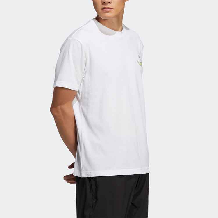 Men's adidas Cartoon Ocean Animal Casual Breathable Sports Round Neck Short Sleeve White T-Shirt HE7350