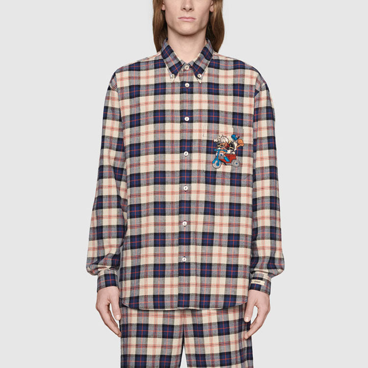 Gucci x Disney Crossover SS21 Donald Duck Plaid Long Sleeves Shirt Colorblock 649066-ZAGG4-9038