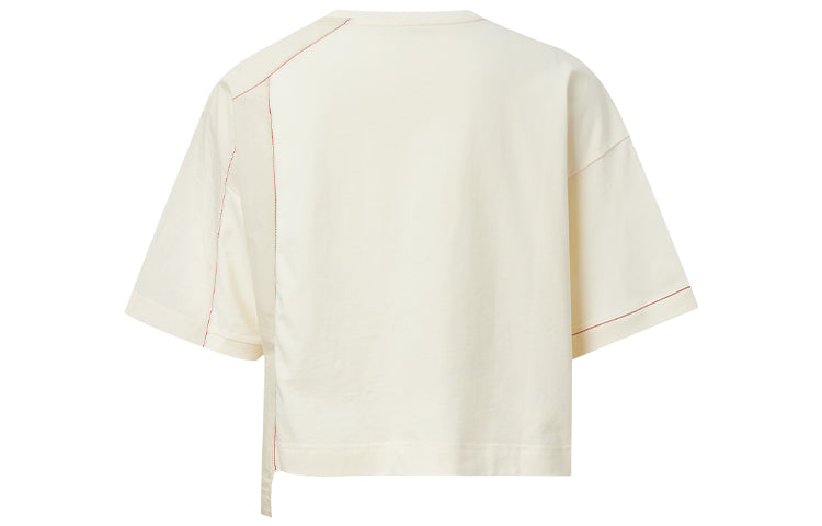 (WMNS) Converse Series Splicing Contrasting Colors Round Neck Short Sleeve White 10020990-281