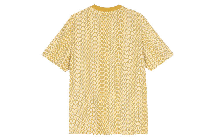 Men's Stussy Alphabet Printing Short Sleeve Yellow 1140206-0203