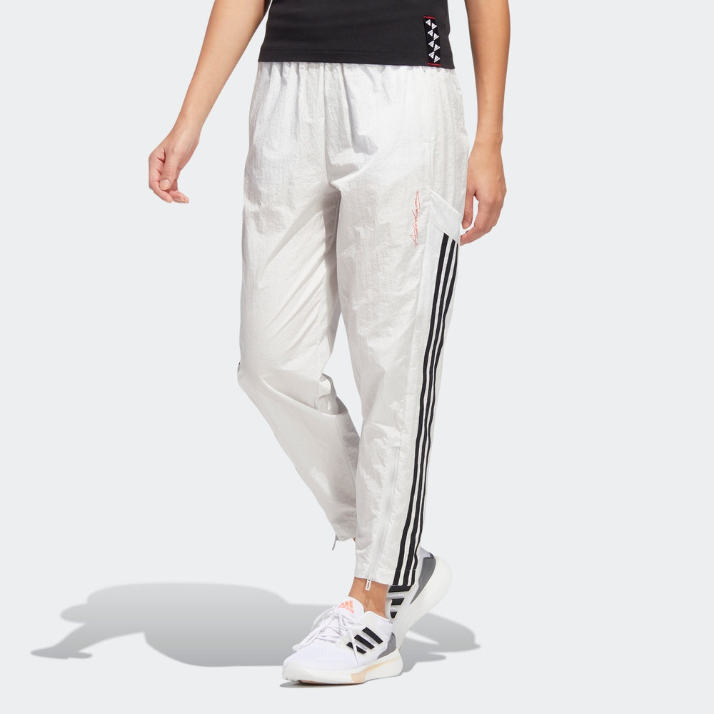(WMNS) adidas Ust Woven Pants 'White Black' HE9991