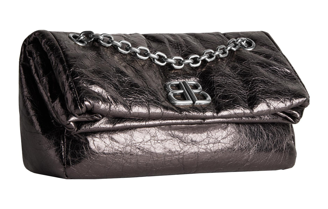 (WMNS) Balenciaga Monaco Small Chain Bag Metallized 'Dark Grey' 7659662AASD1314