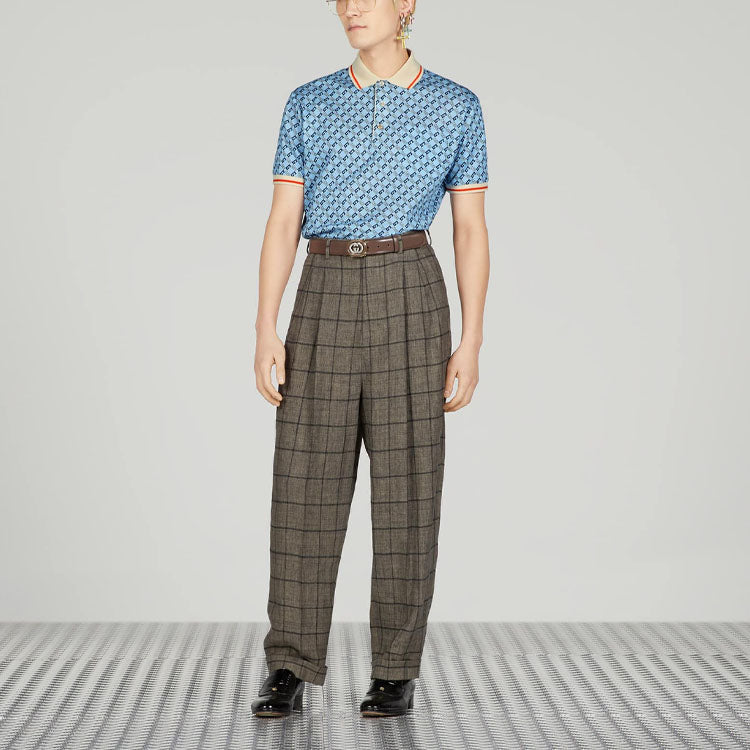 Gucci Geometric G Cotton Piquet Polo Shirt 'Light Blue' 742385-XJFGF-4311
