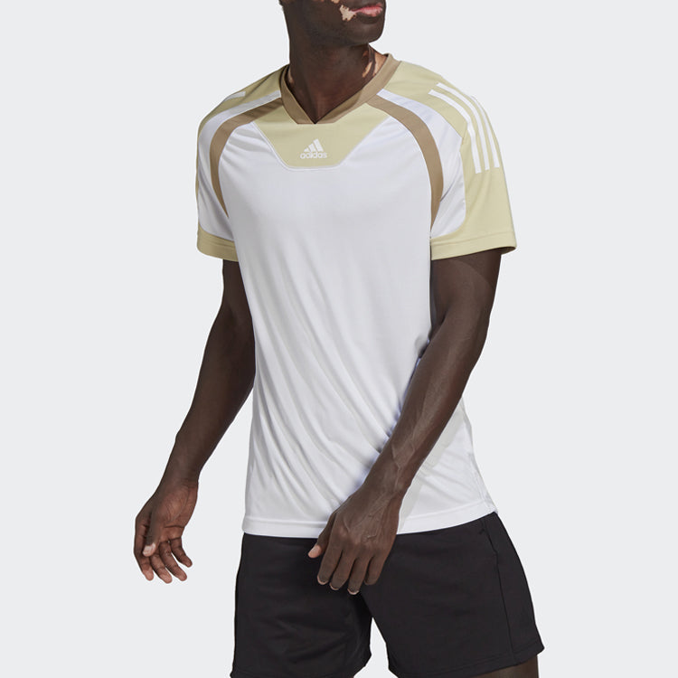 Men's adidas Round Neck Pullover Colorblock Short Sleeve White T-Shirt HP1884