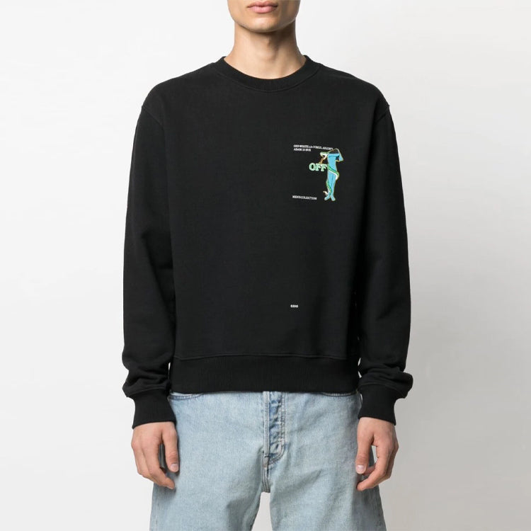 Off-White SS21 Arrows Printing Round Neck Long Sleeves Version Black OMBA025S21FLE0151001