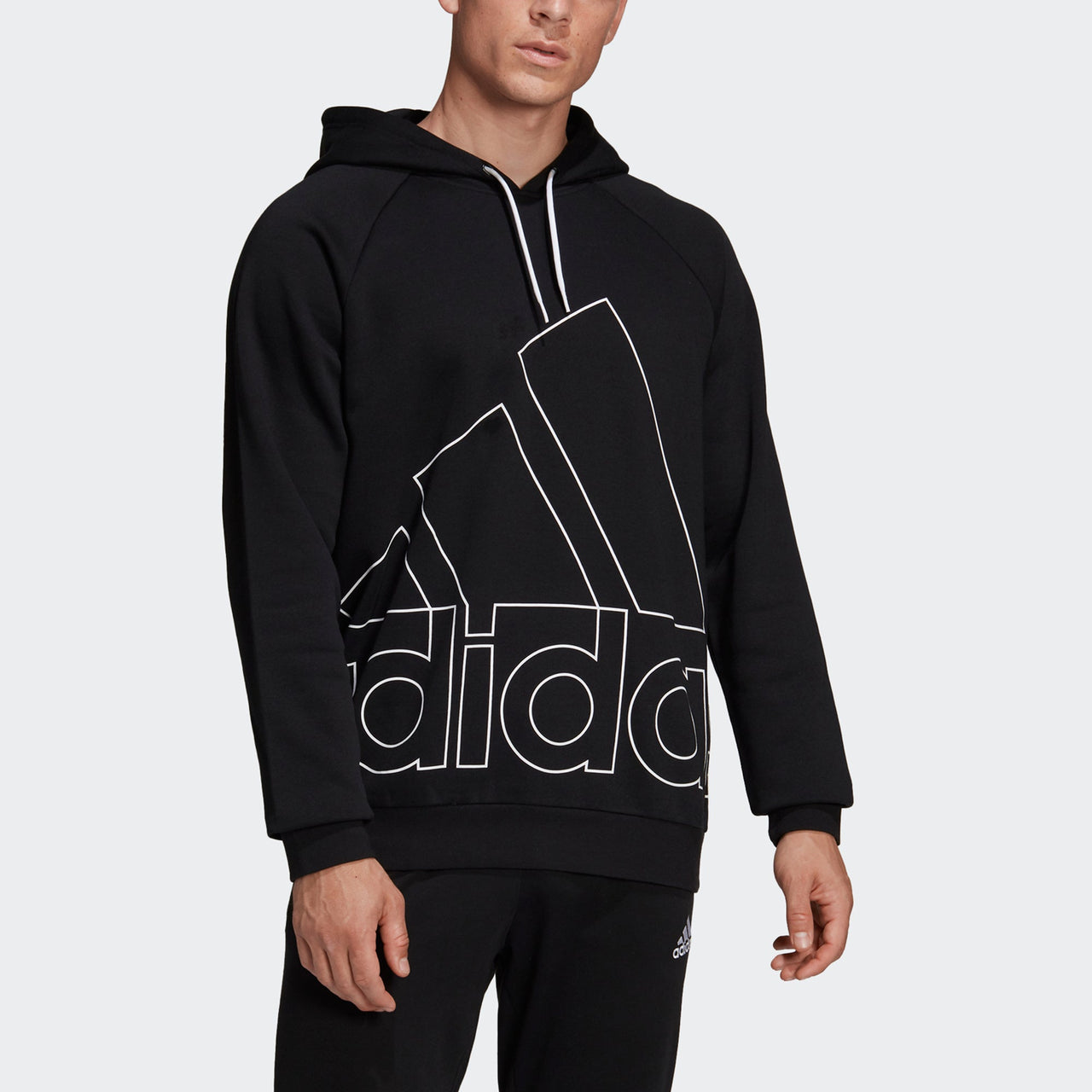 Men's adidas Big Lo Hd Fl Logo Printing Pullover Sports Black HB5089